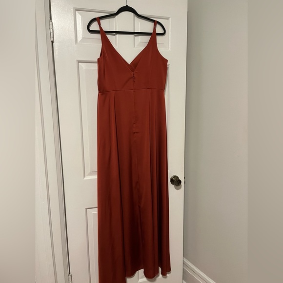 Azazie Dalilah Stretch Satin Dress - Terracotta - Size 14 - Picture 3 of 6